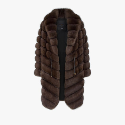 Giacca in zibellino oversized con coulisse dark 100 cm