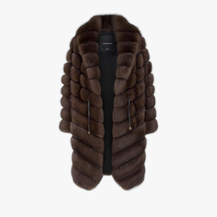 Giacca in zibellino oversized con coulisse dark 100 cm
