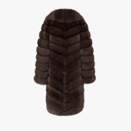Giacca in zibellino oversized con coulisse dark 100 cm