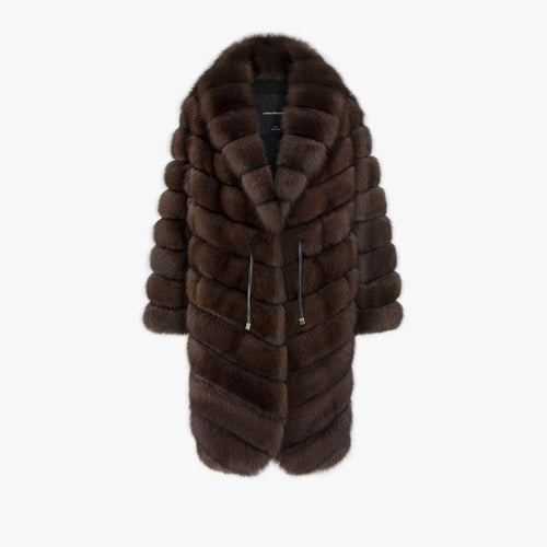 Giacca in zibellino oversized con coulisse dark 100 cm