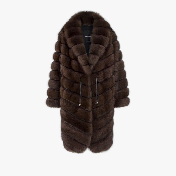Giacca in zibellino oversized con coulisse dark 100 cm
