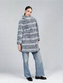 Cappotto in rex con collo alto grigio 85cm