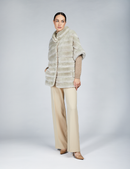 Mantella in rex con retro in lana beige 70cm