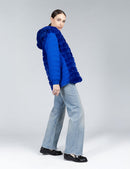 Rex jacket and reversible sweatshirt with electric blue hood, 70cm.