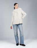 Giacca in rex e maglia reversibile con cappuccio bianco 70cm
