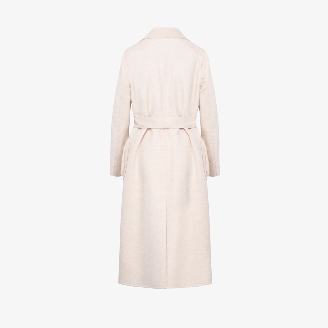 Cappotto in cashmere con tasche in visone bianco 120 cm