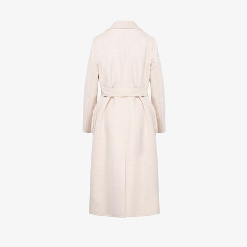Cappotto in cashmere con tasche in visone bianco 120 cm
