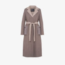 Cappotto in cashmere con tasche in visone marrone 120cm