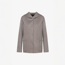 Giacca in cashmere con cappuccio tortora 65 cm