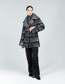 Cappotto corto in persiano con collo ampio grigio 75cm