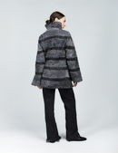 Cappotto corto in persiano con collo ampio grigio 75cm