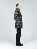 Cappotto corto in persiano con collo ampio grigio 75cm