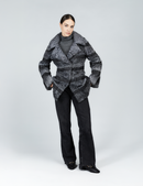 Cappotto corto in persiano con collo ampio grigio 75cm