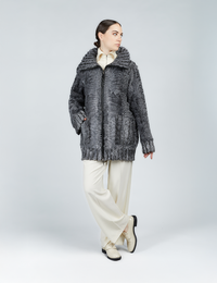 Cappotto sportivo oversized in persiano con zio grigio 80cm