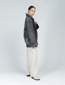 Cappotto sportivo oversized in persiano con zio grigio 80cm