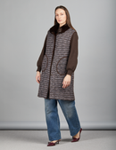 Gilet lungo in rex reversibile con chiusura a bottoni, marrone, 90 cm