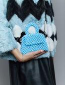 Borsa fatta a mano con micro cristalli azzurra