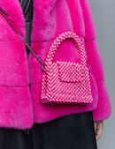 Borsa fatta a mano con micro cristalli fuchsia