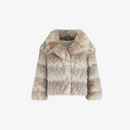 Giacca corta di linciotto con collo ampio naturale 45 cm