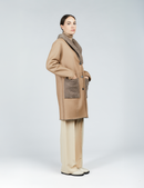 Manteau en peau de mouton réversible avec poches plaquées cognac 90 cm