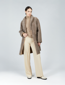 Cappotto di montone reversibile con tasche applicate cognac 90 cm