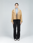 Reversible sheepskin jacket, camel color, 55 cm