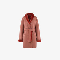 Manteau en peau de mouton brique de 85 cm