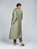 Manteau long en peau de mouton réversible vert 120cm