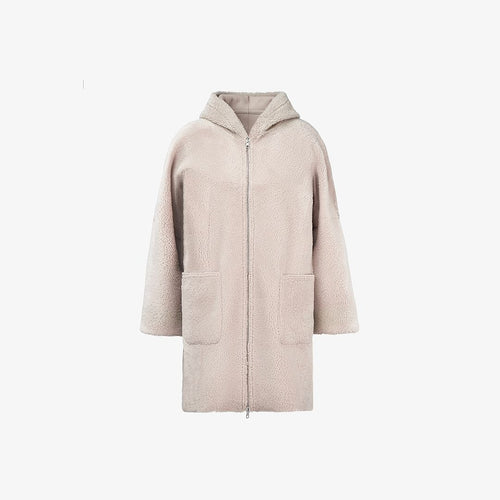 Cappotto di montone cipria 80 cm