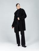 Cappotto in montone con collo inglese reversibile nero 90cm