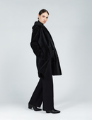 Manteau en peau de mouton avec col anglais réversible noir de 90cm
