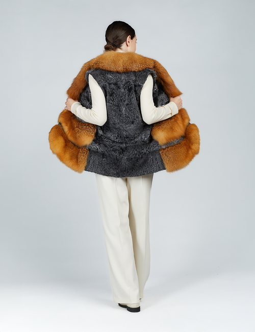 Gilet in volpe rossa e persiano 80cm