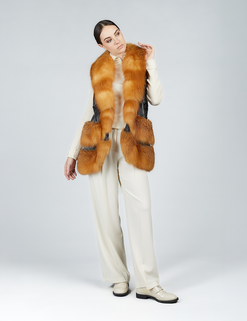 Gilet in volpe rossa e persiano 80cm