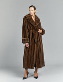 Long mink coat, English collar, demi buff, 135 cm.