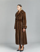 Long mink coat, English collar, demi buff, 135 cm.