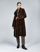 Cappotto in visone pelle intera collo inglese demi buff 115cm