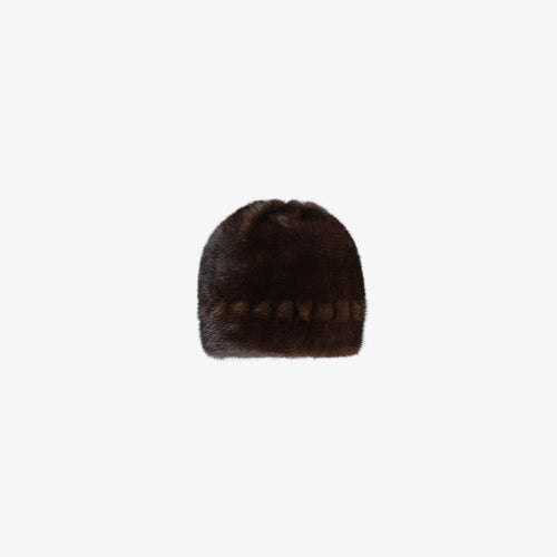 Cappello in visone con fiocchi mogano
