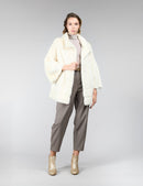 Cappotto in visone, collo alto, bianco, 70 cm