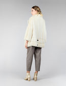 Cappotto in visone, collo alto, bianco, 70 cm