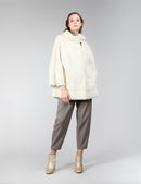 Cappotto in visone, collo alto, bianco, 70 cm