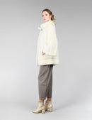 Cappotto in visone, collo alto, bianco, 70 cm