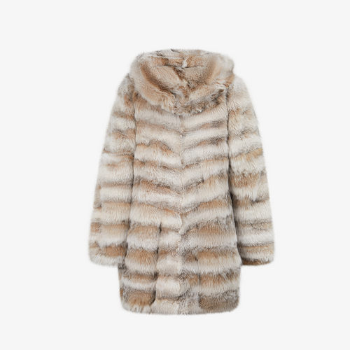 Cappotto di lince con cappuccio naturale 85 cm