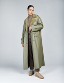 Cappotto lungo in montone con cintura verde 130cm