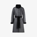 Manteau en peau de mouton noir de 100 cm