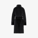 Manteau en peau de mouton noir de 100 cm