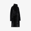 Manteau en peau de mouton noir de 100 cm