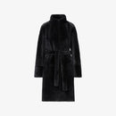Manteau en peau de mouton noir de 100 cm