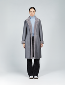 Manteau en peau de mouton avec ceinture réversible gris 100cm