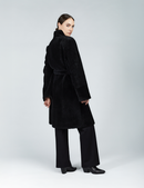 Manteau en peau de mouton noir de 100 cm