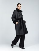 Manteau en peau de mouton noir de 100 cm